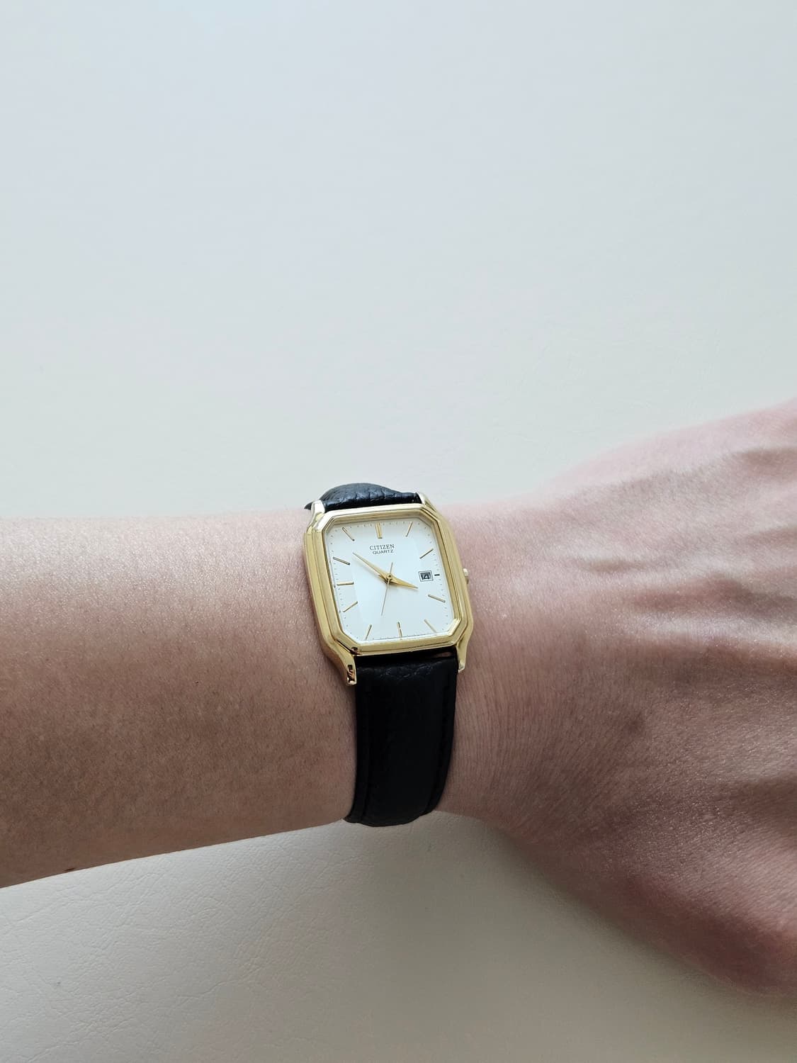 빈티지 시티즌 쿼츠 금장 가죽 시계 상품이미지2