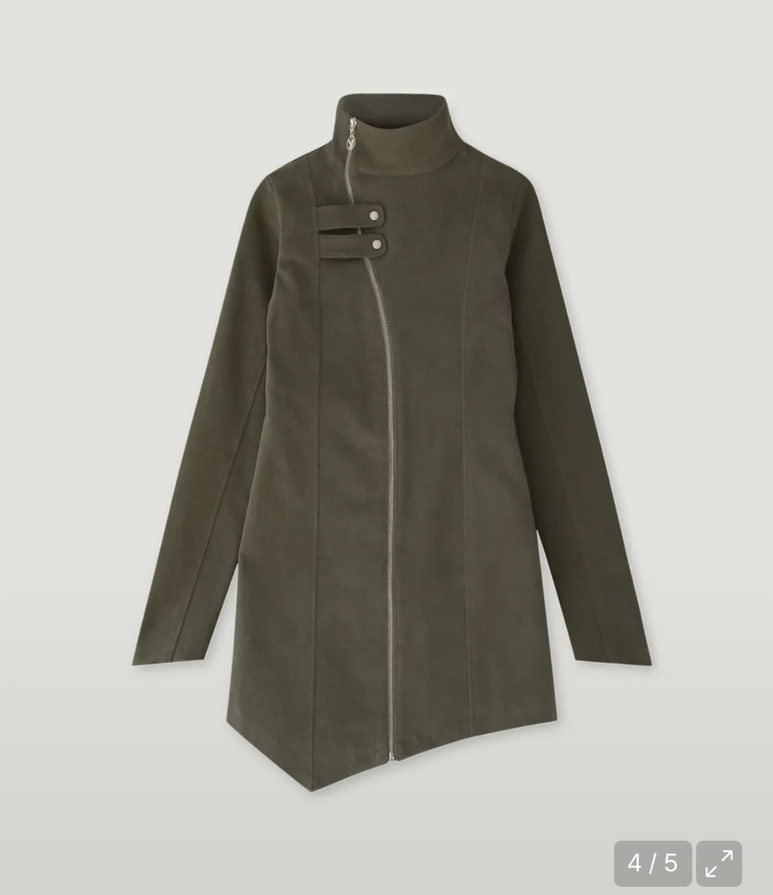 유즈 언발란스 집업 원피스 카키 상품이미지1