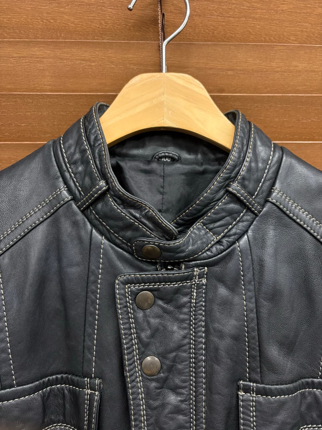 빈티지 레이싱 싱글라이더 스티치 양가죽 자켓 상품이미지5