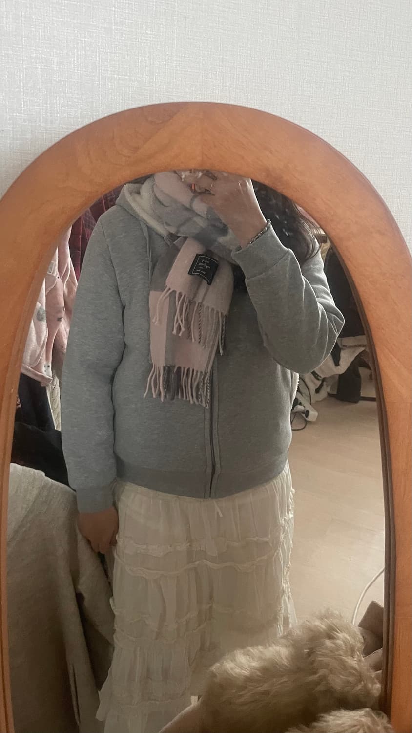 모리걸 빈티지 핑크 울 체크 머플러 🩶💗 상품이미지4