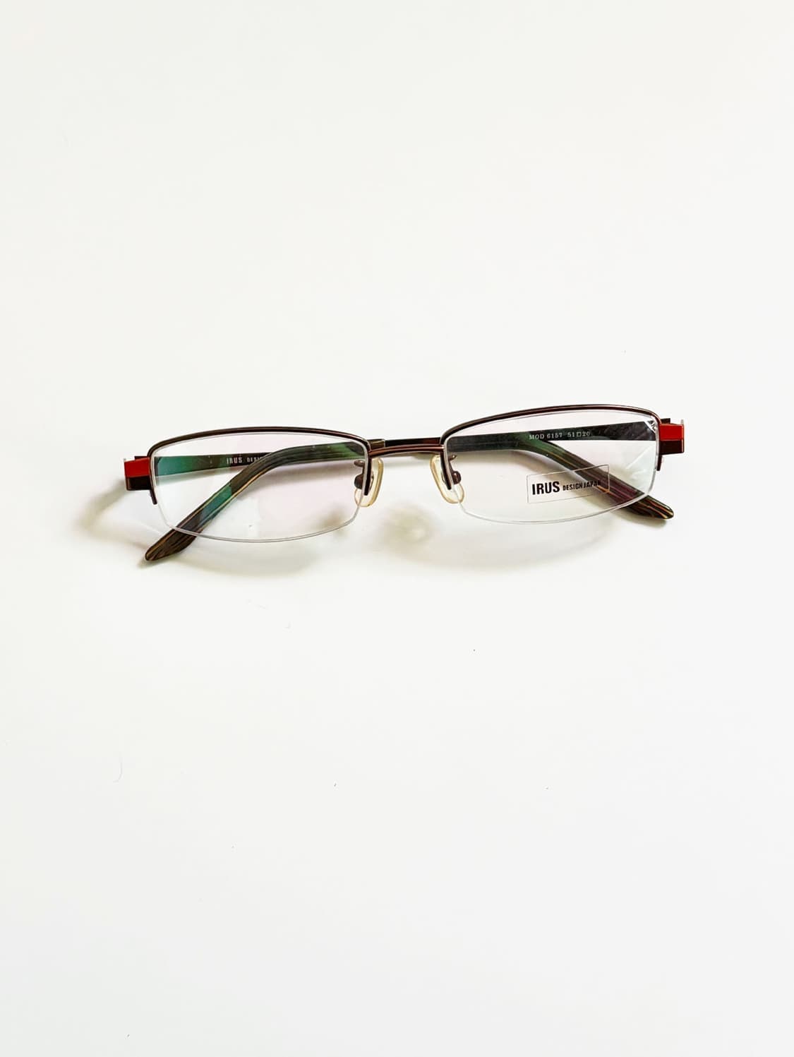 IRUS 브라운 메탈 반무테 스퀘어 빈티지 안경 상품이미지1