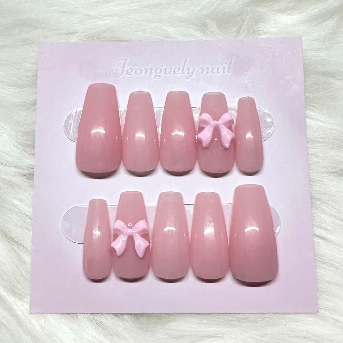 발레코어🎀 베이비리본 수제네일팁 심플 베이직 네일 상품이미지2