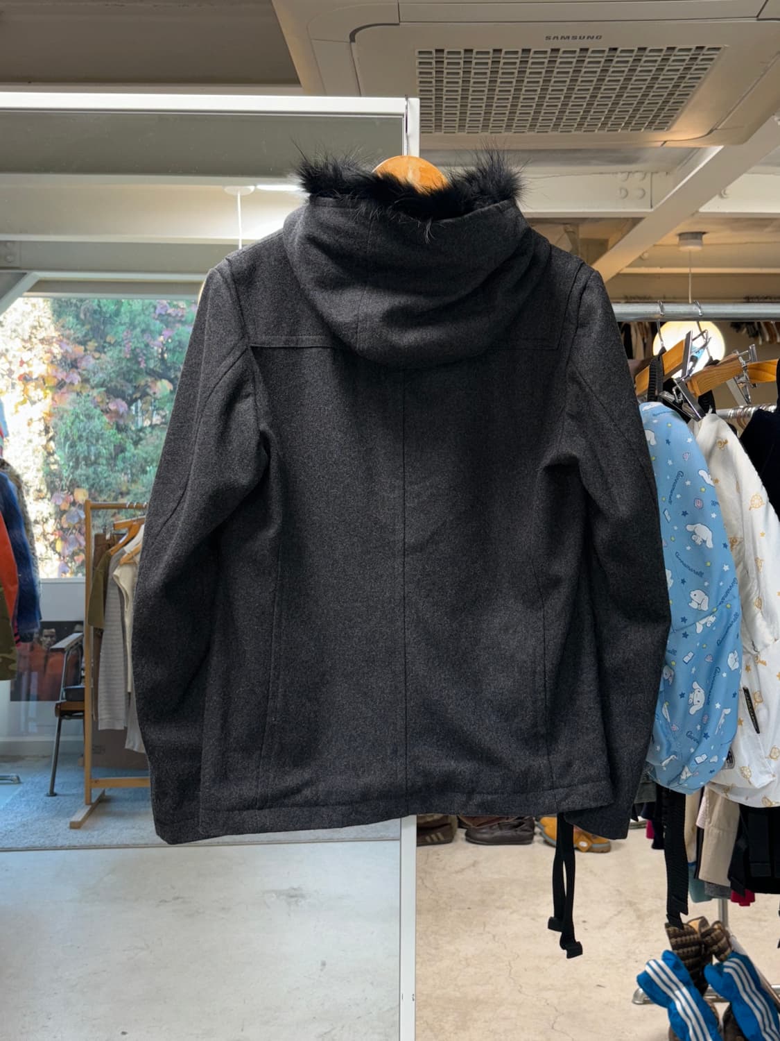 세만틱 디자인 퍼후드 울자켓 상품이미지2