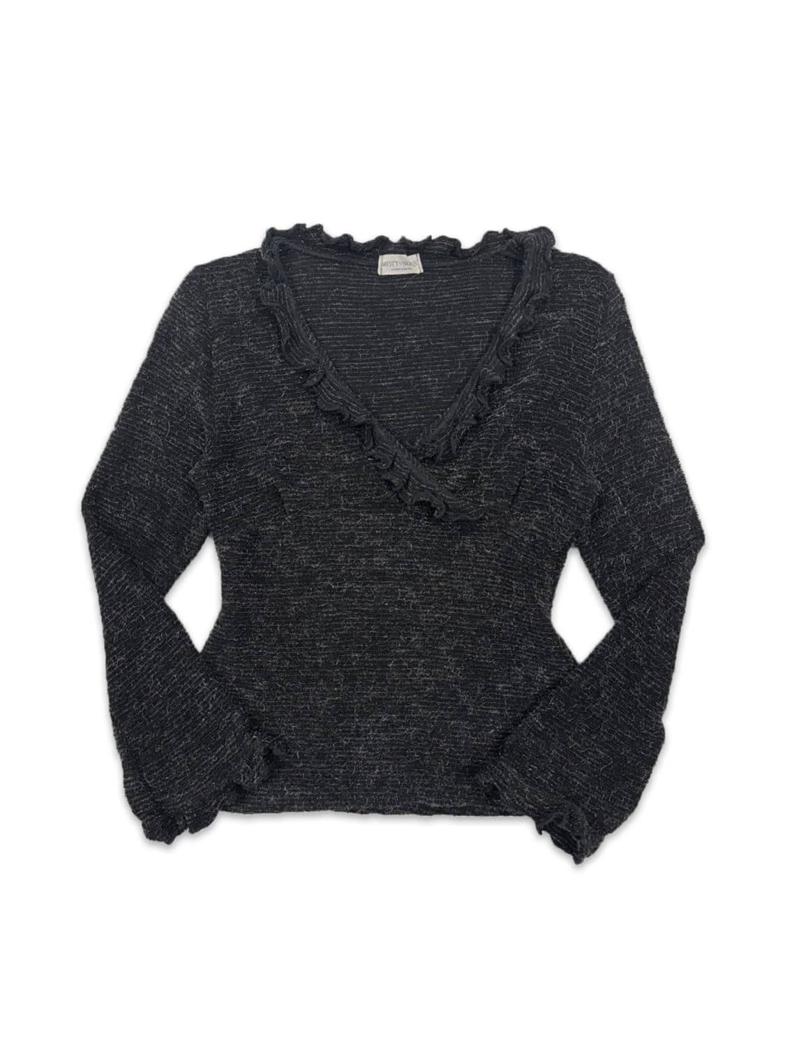 빈티지 블랙 프릴 슬림핏 니트 상품이미지1