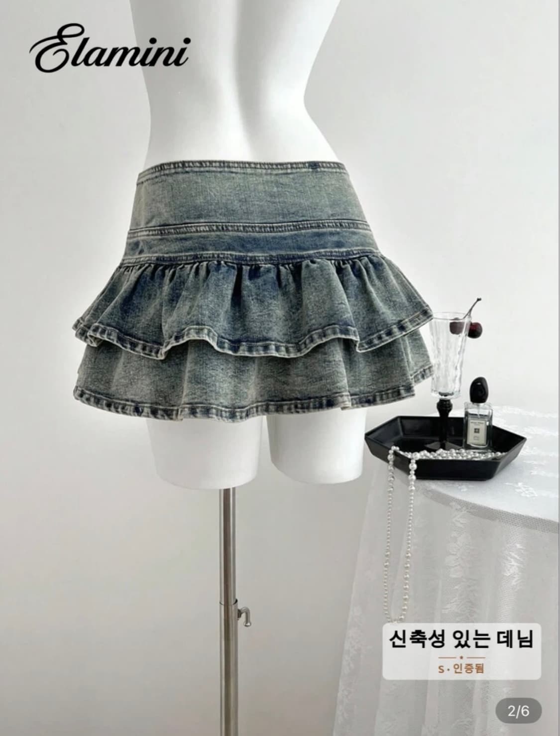 [새상품] 쉬인 러플 데님미니스커트 XS 상품이미지2