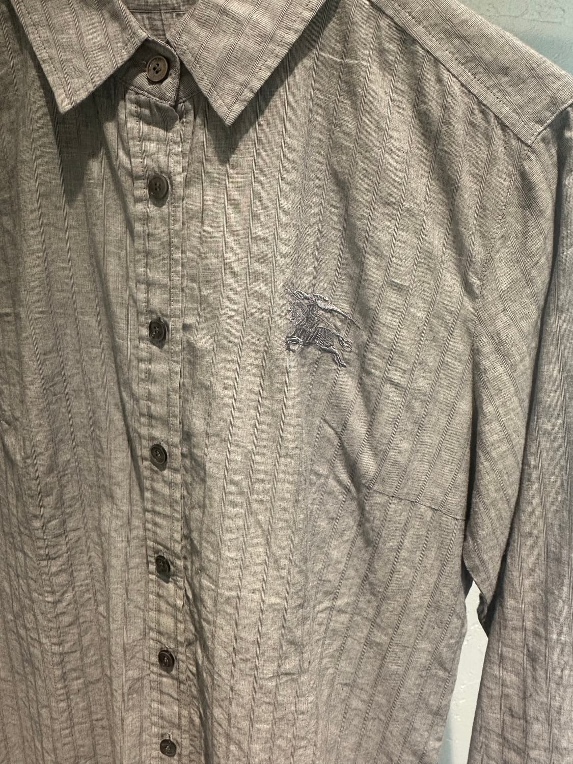 BURBERRY 버버리 그레이 스트라이프셔츠💯 상품이미지4