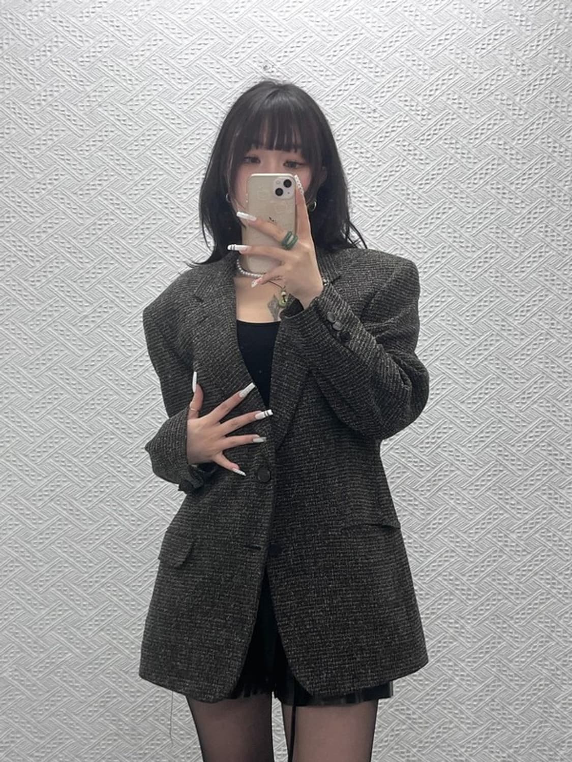 입생로랑 모던시크 헤링본 트위드 블레이저 자켓 100 C10802 상품이미지2