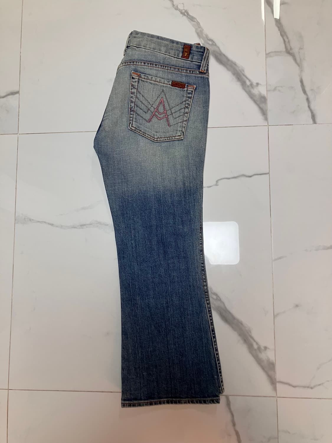 Y2K 세븐진 로우라이즈 크롭 핑크 A포켓 부츠컷 청바지 상품이미지4