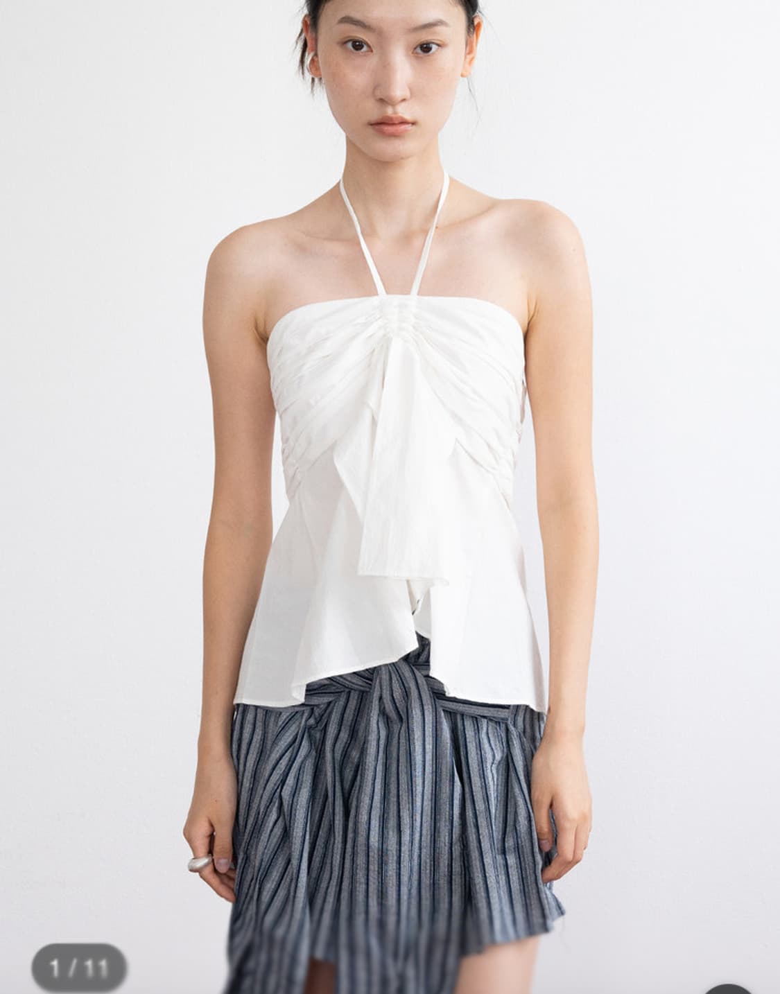 피키소사어티 String Pleated Halter Top (Ivory) 상품이미지1