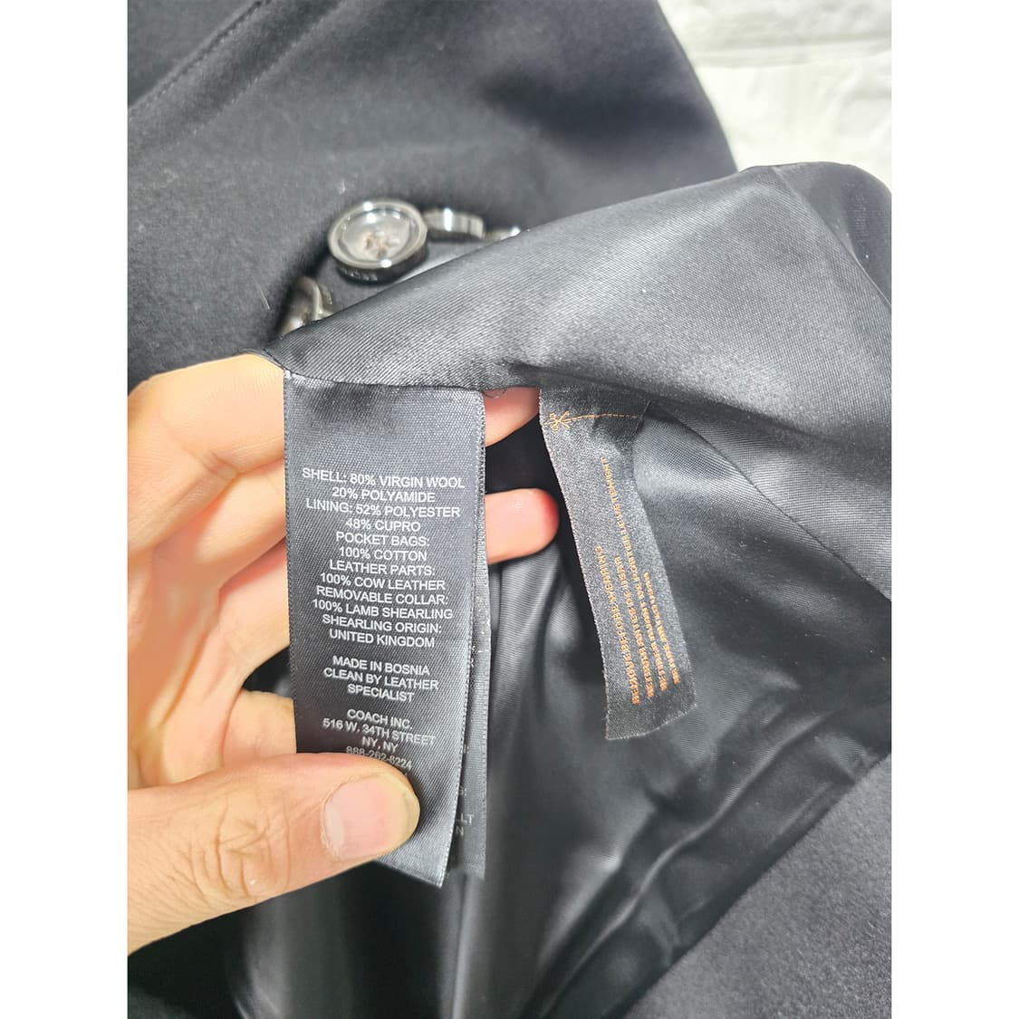택포) 코치 블랙 더블 코트 S 상품이미지3