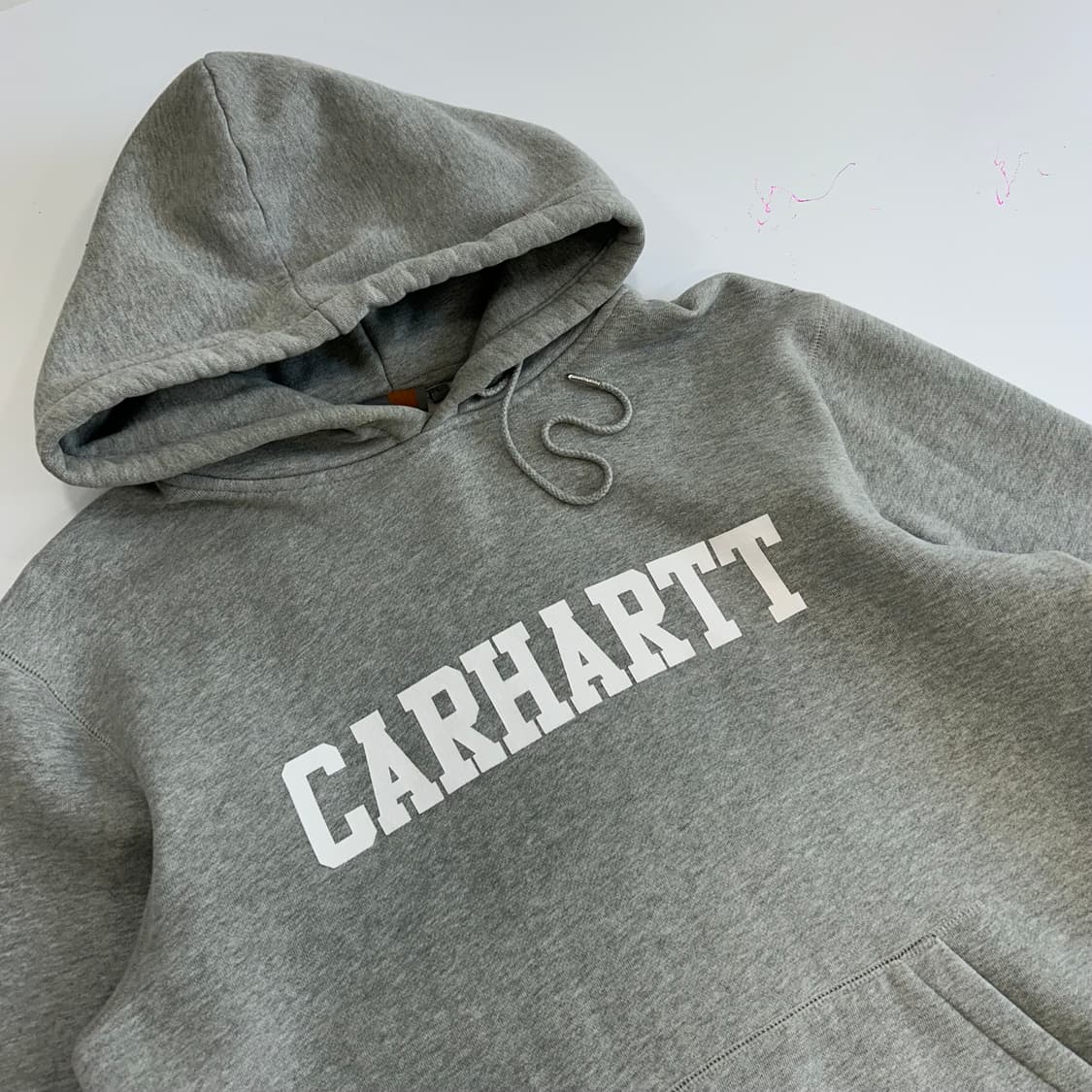 Carhartt 칼하트 스펠아웃로고 그레이 후드티 상품이미지4