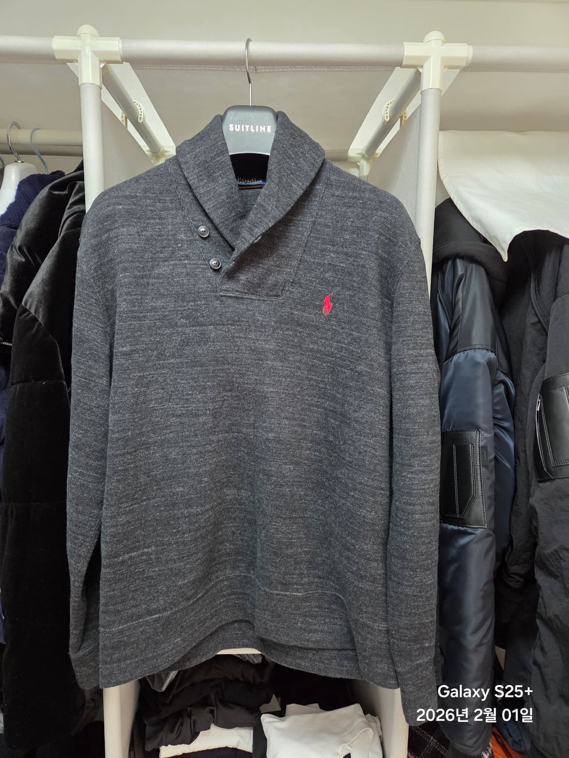 폴로 랄프로렌 숄카라 니트 다크그레이 m사이즈 상품이미지1