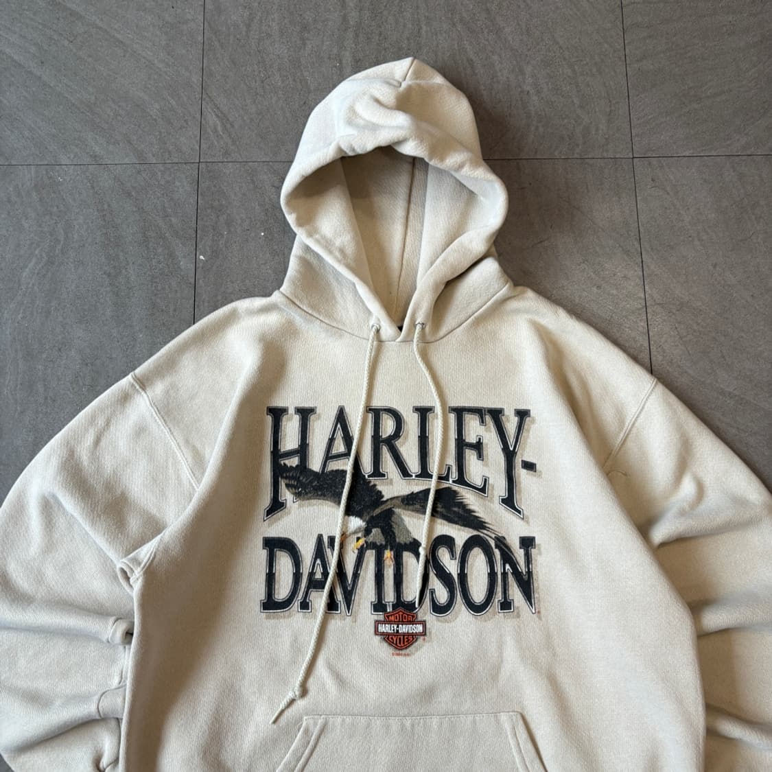 00년대 생산 할리데이비슨 아이보리 후디 후드티 상품이미지3