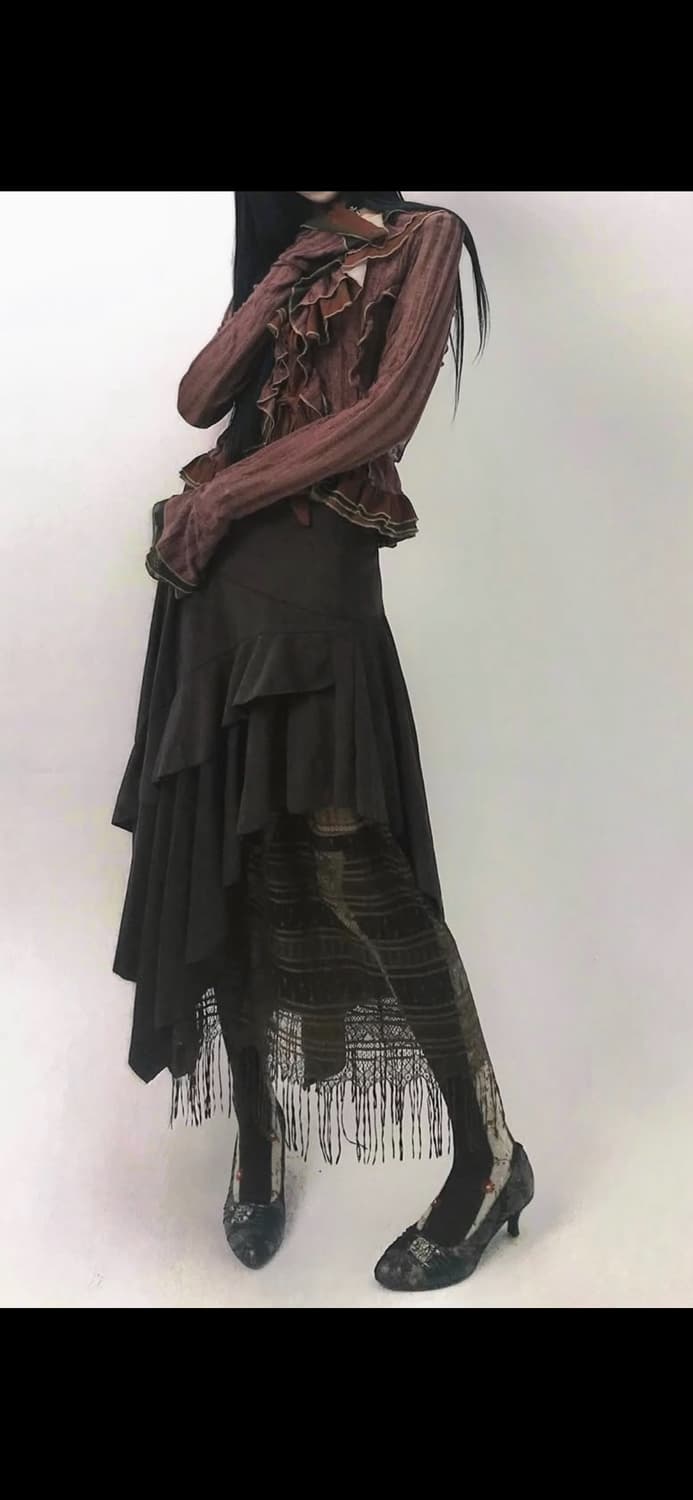 피아오량 가디건 & 셔링 스커트 상품이미지1