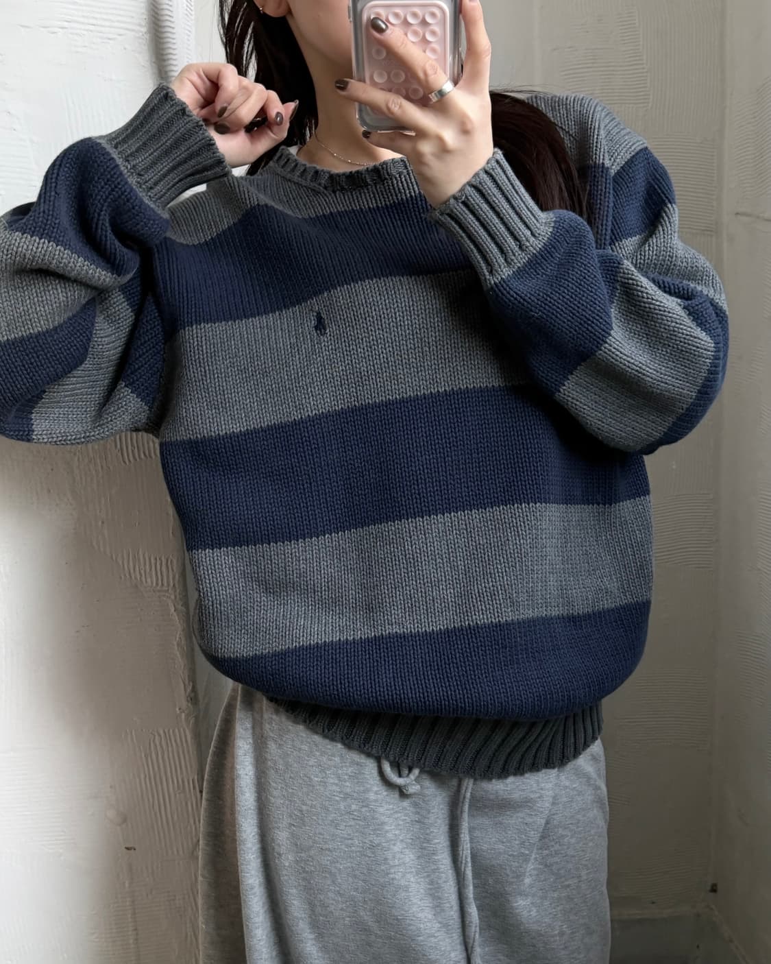 Polo 폴로 랄프로렌 00‘s 단가라 라운드넥 코튼 니트 상품이미지1