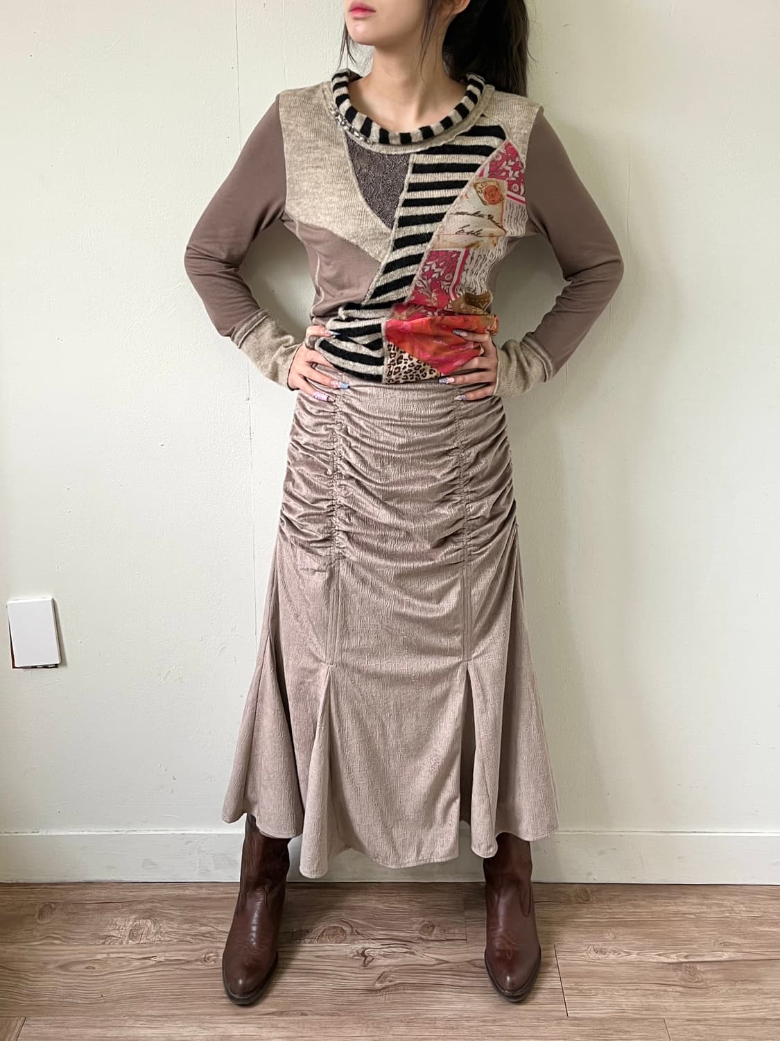 Meiru 셔링 코르셋 롱 스커트 상품이미지6