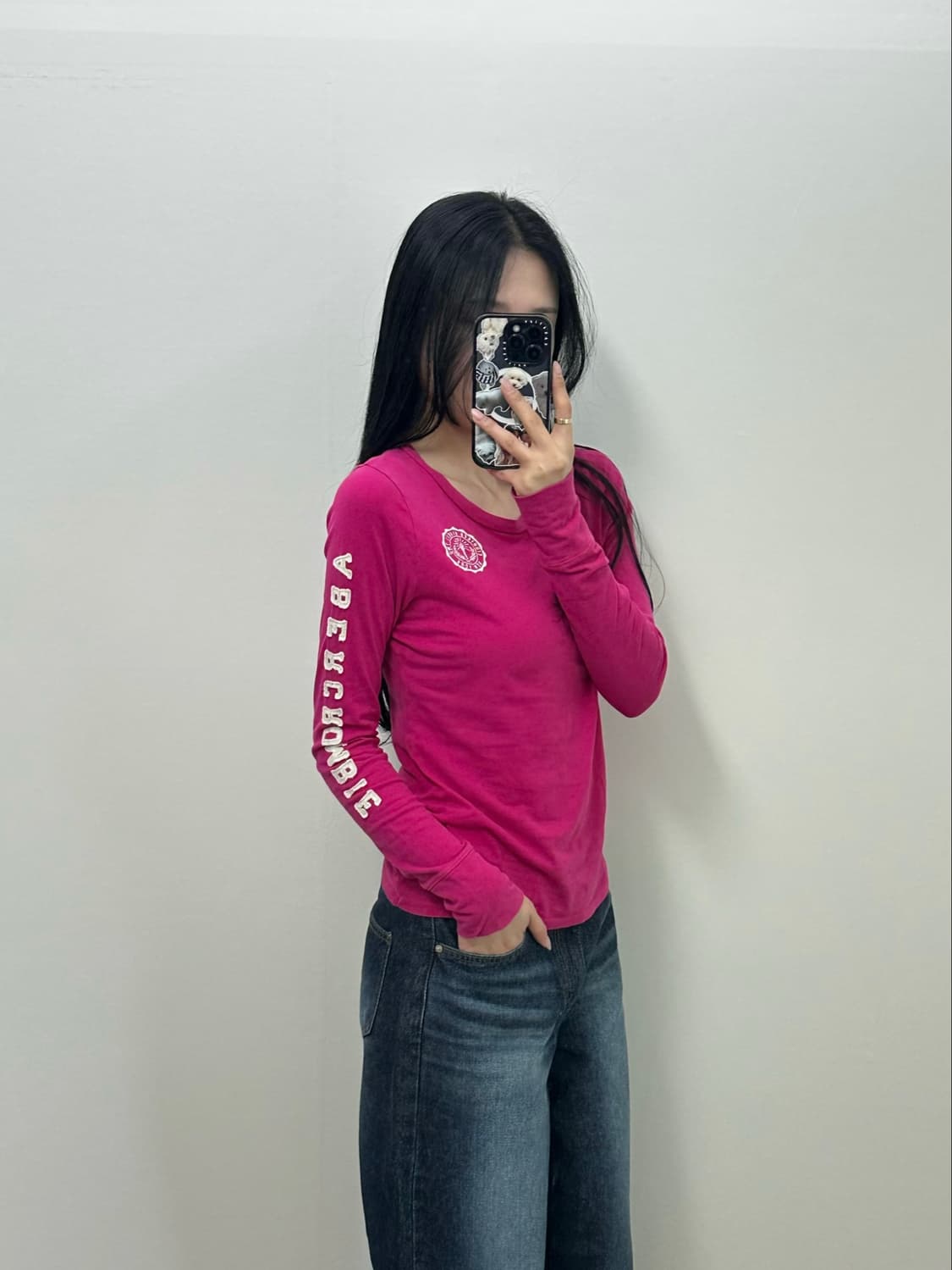 아베크롬비 y2k 와투케 핑크 롱슬리브 긴팔티셔츠 상품이미지2