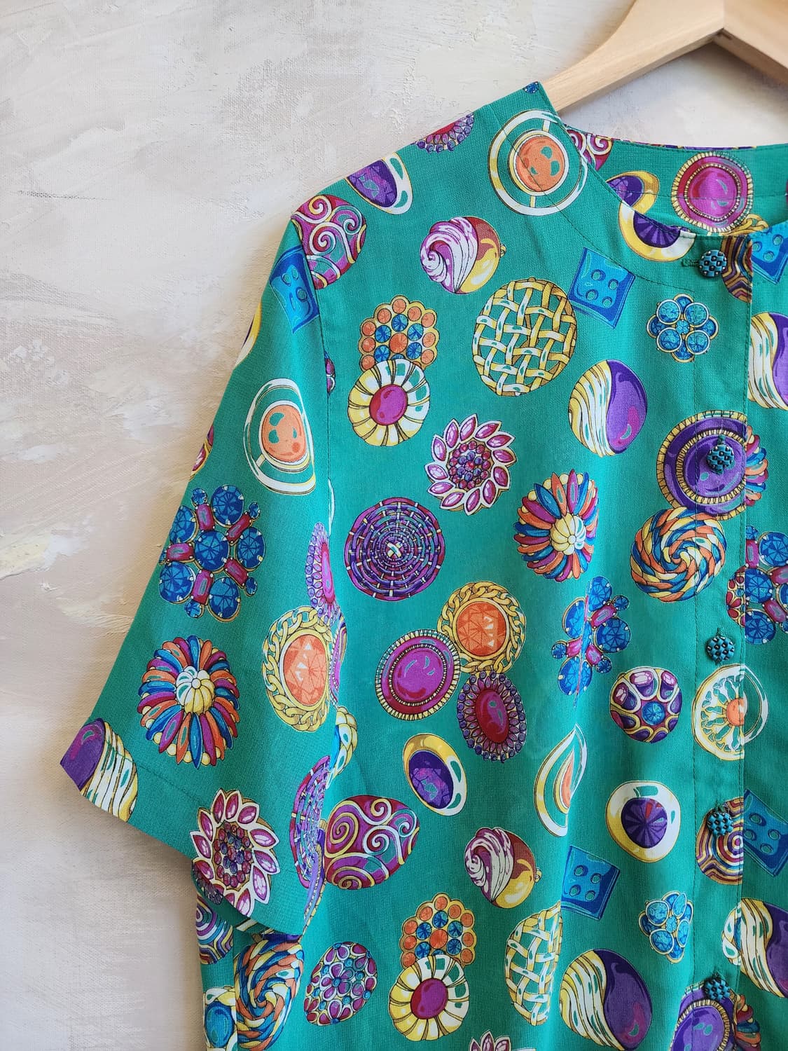 일본빈티지 패턴 반팔 블라우스 상품이미지2