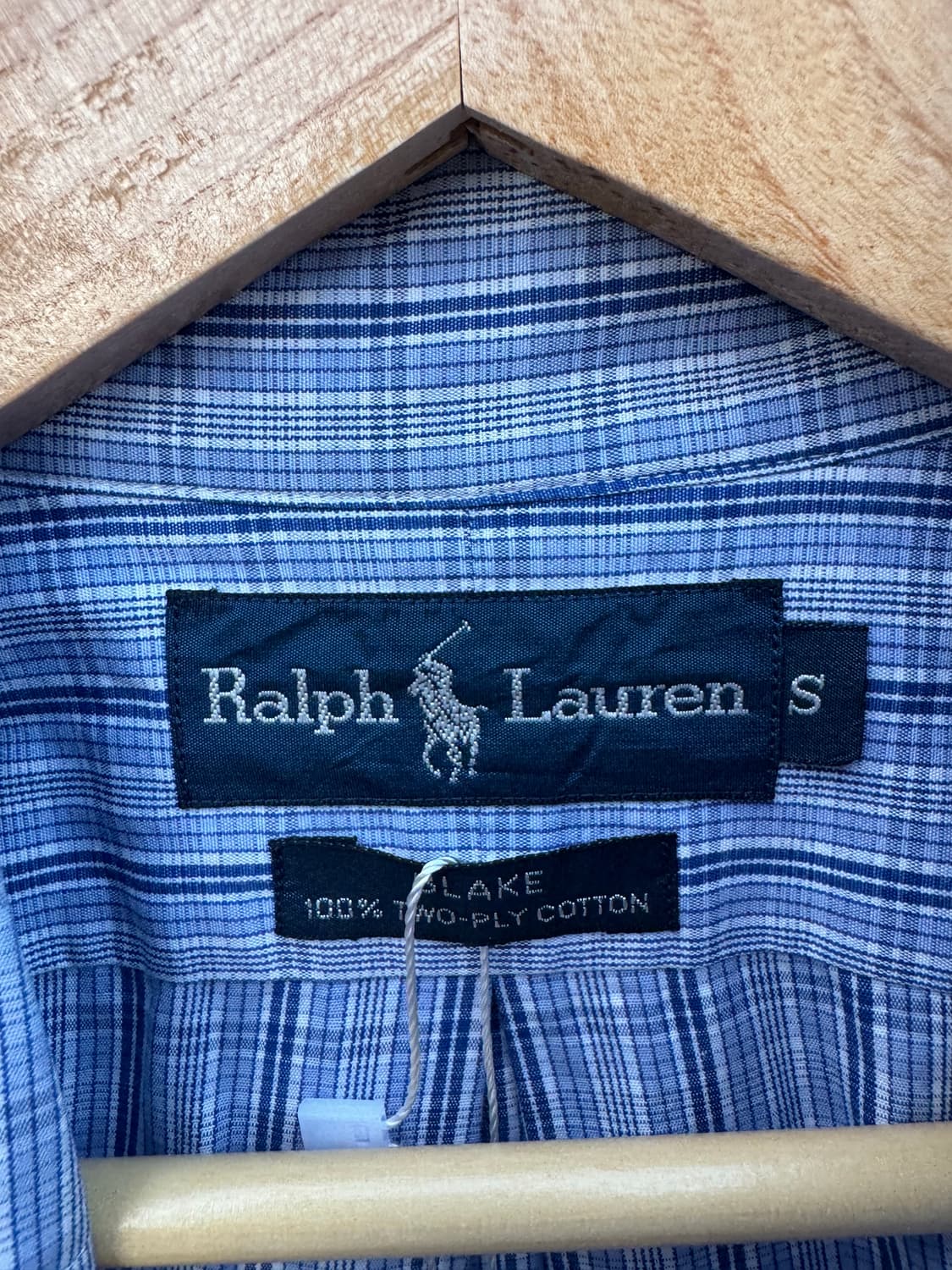 폴로 랄프로렌 빈티지 체크 패턴 셔츠 블루 s 상품이미지4