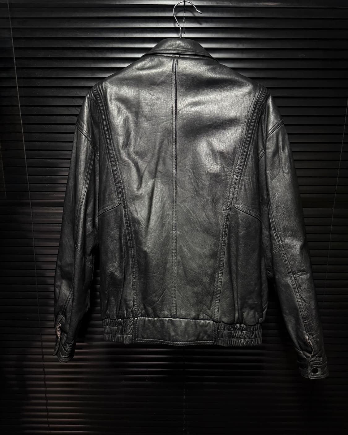 인디안 양가죽 점퍼 블루종 봄버 가죽 레더 카라 집업 블랙 검정 100  상품이미지4