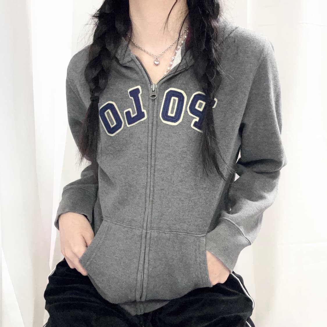 폴로 스펠로고 후드집업 상품이미지3