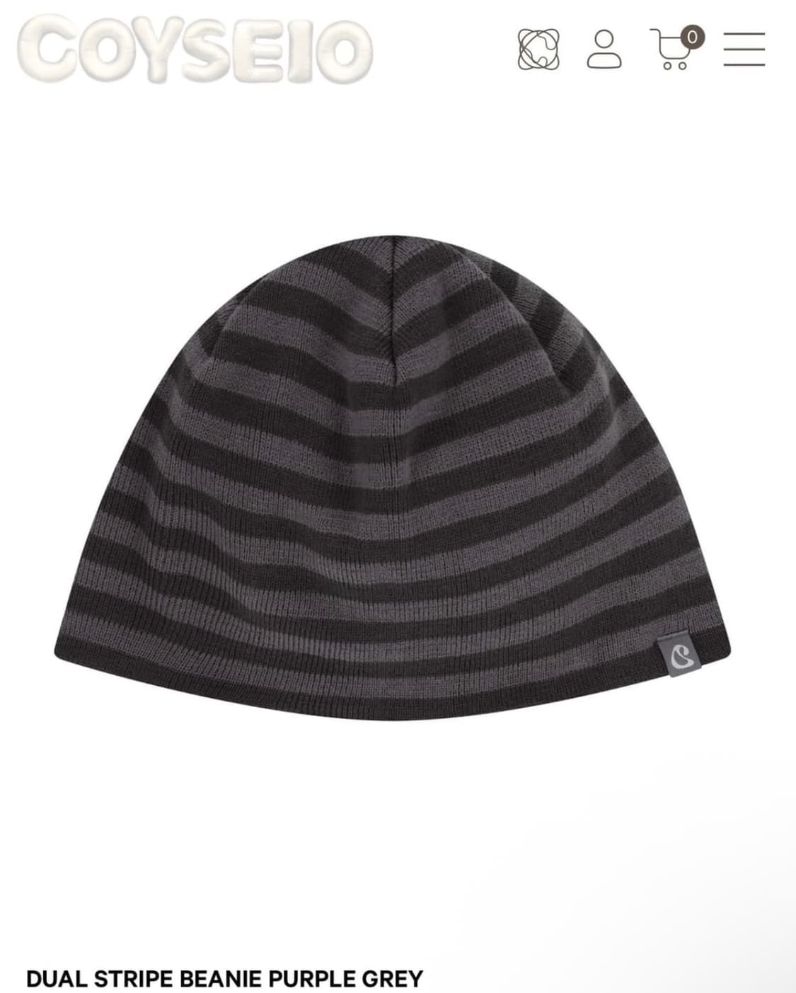 코이세이오 듀얼 스트라이프 비니 퍼플 그레이 상품이미지1