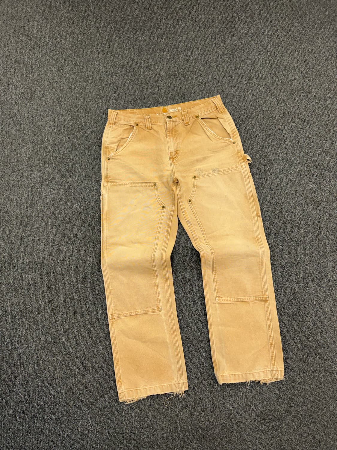 33)칼하트 빈티지 베이지 더블니 워크팬츠 상품이미지2