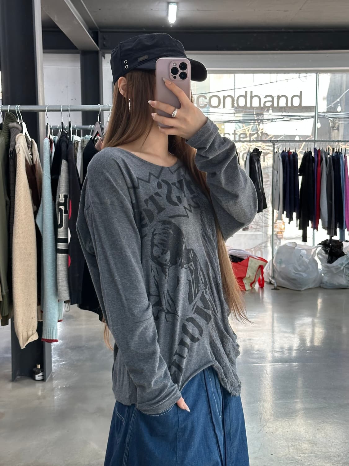 히스테릭글래머 드레이프 데미지 히스걸 롱슬리브긴팔티 상품이미지3