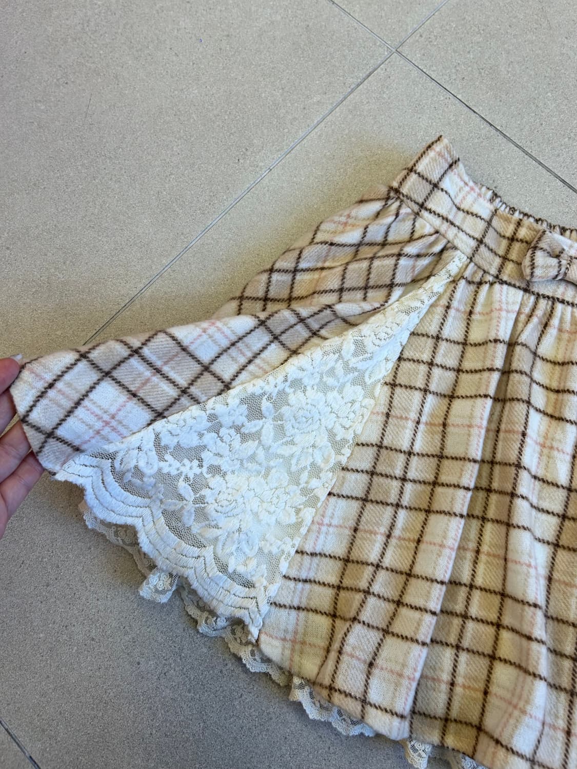 리즈리사 핑크 브라운 체크 스커트 상품이미지4