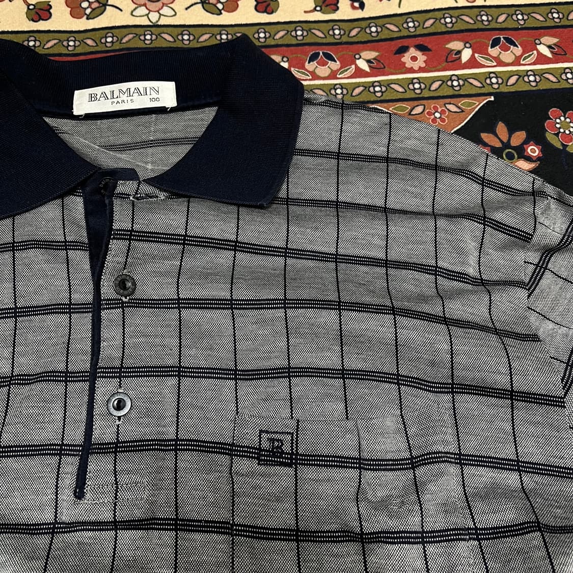 발망 파리 체크 반팔 카라티 L/100 상품이미지4