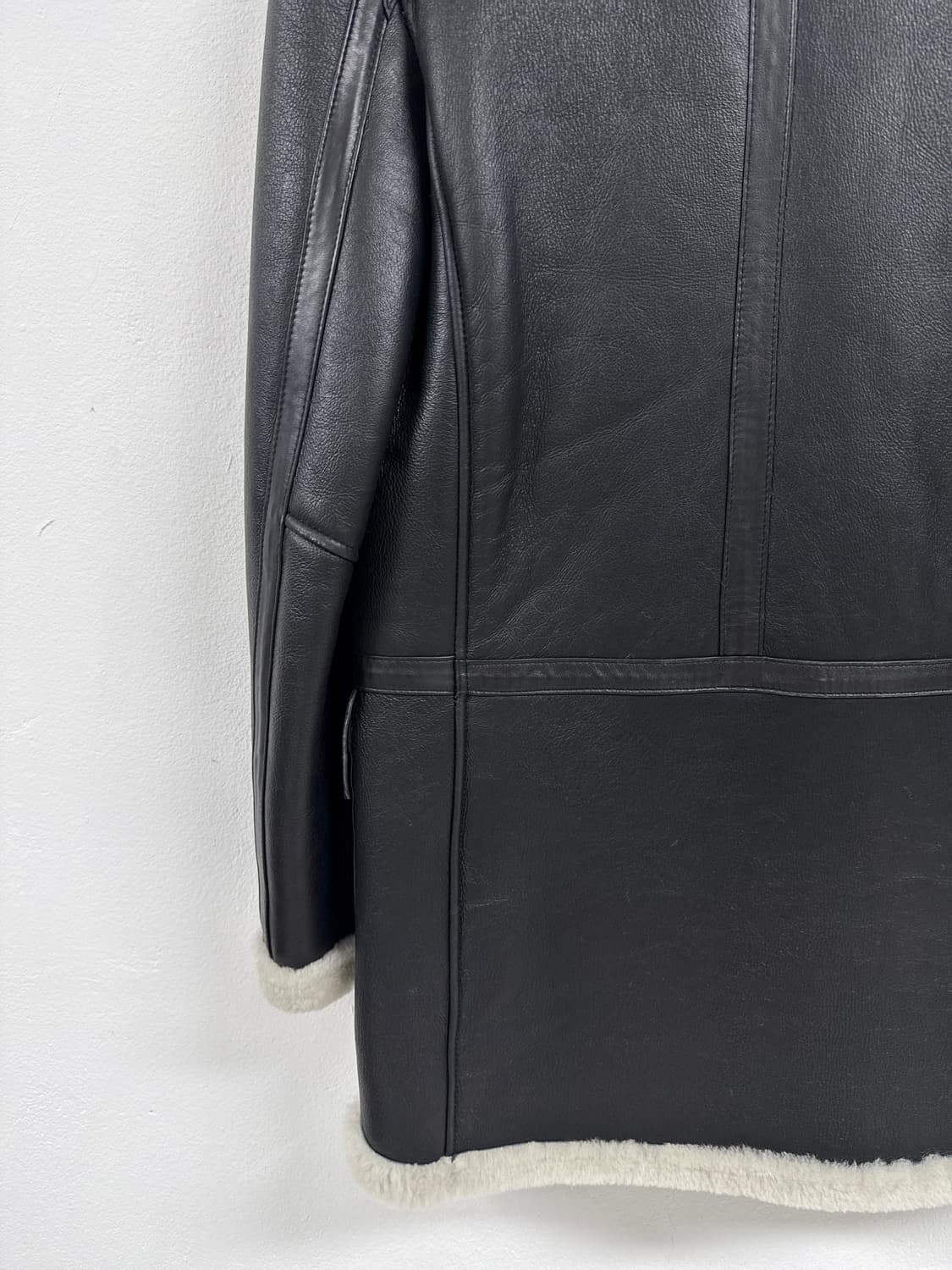 [A][95]스페인 나파 메리노 무스탕 시어링 하프 코트 상품이미지7