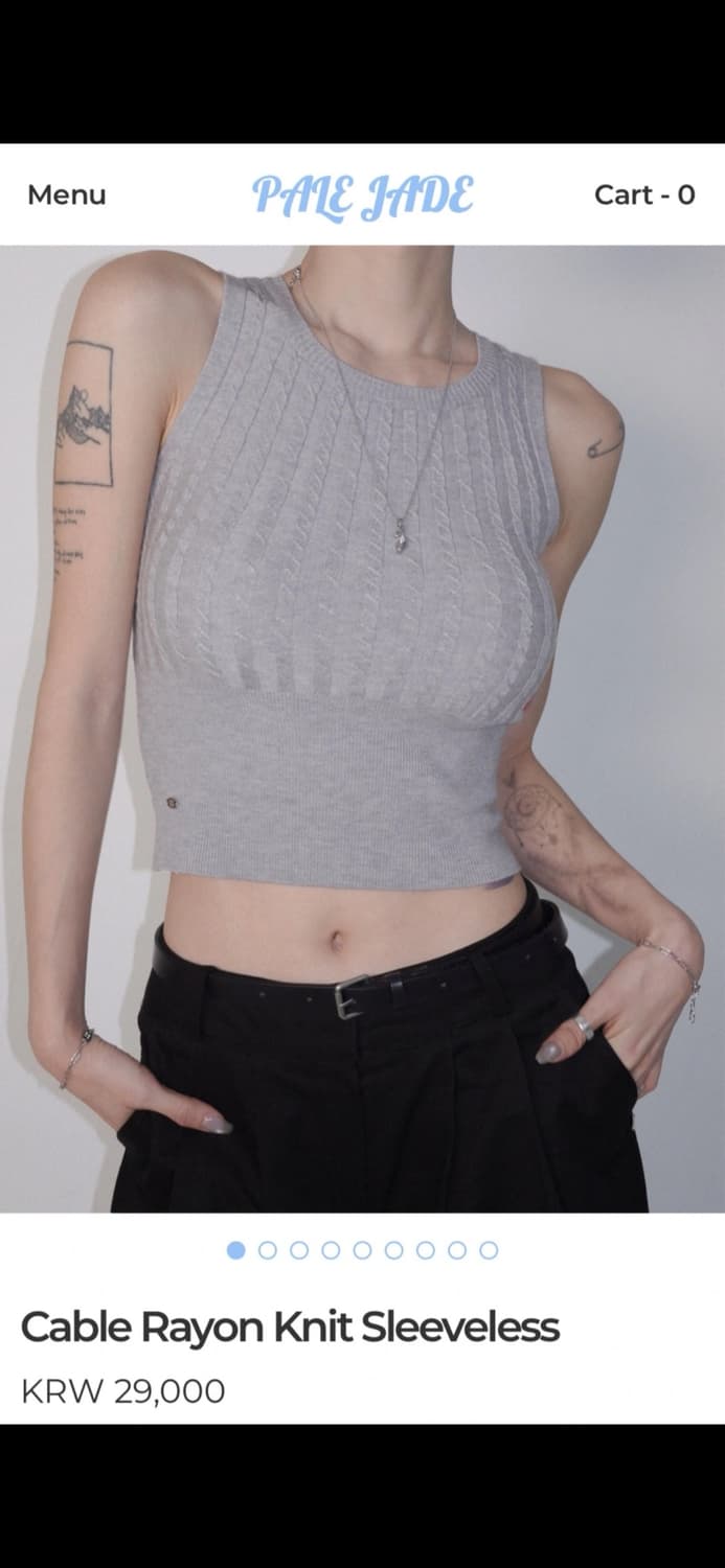 페일제이드 케이블 레이온 니트 슬리브리스 핑크 민트 상품이미지4