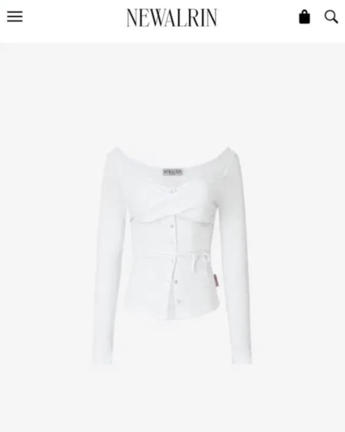 뉴얼린 로지 트위스트 버튼 탑 화이트 상품이미지1