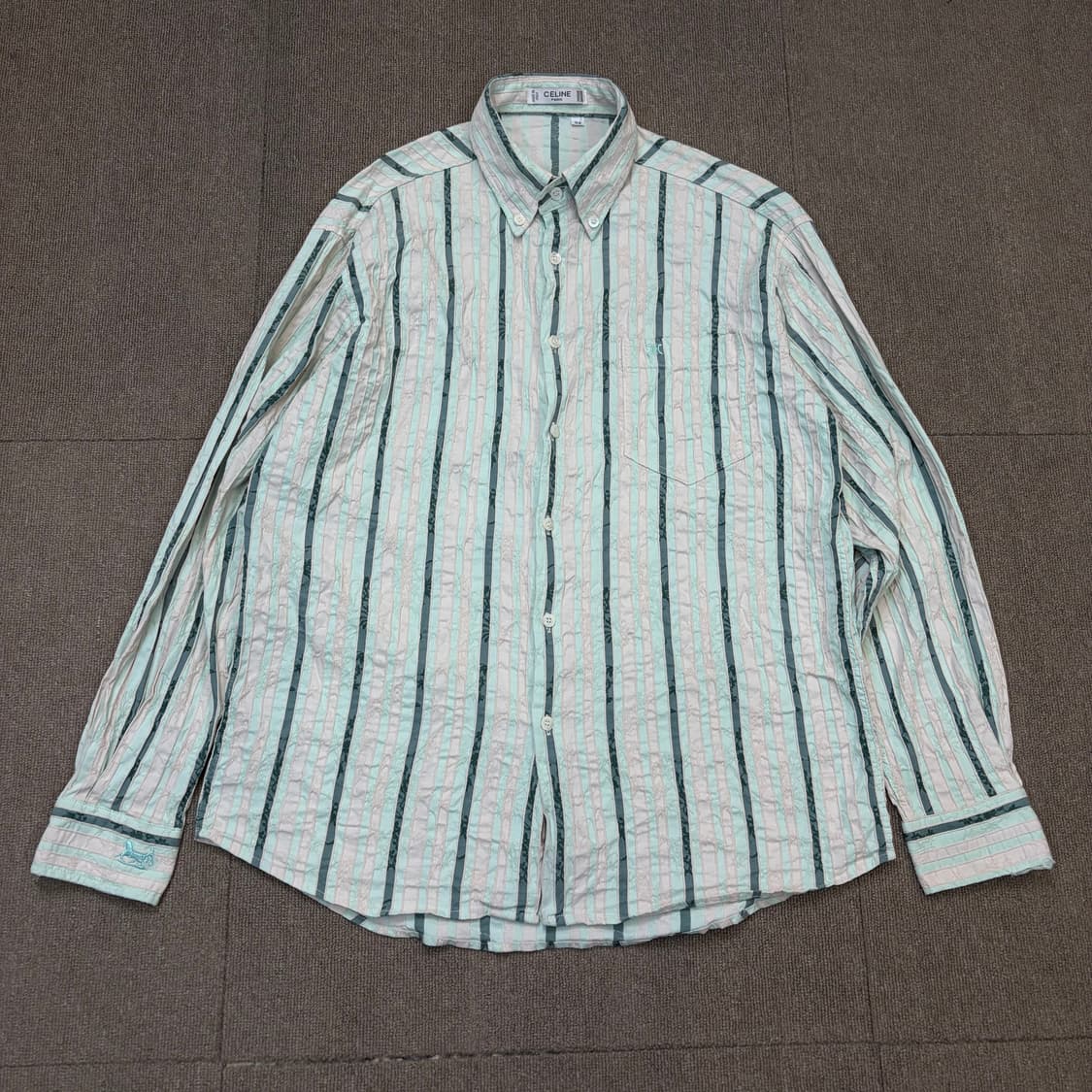 90’s Celine 셀린느 빈티지 스트라이프 플로럴 셔츠 52 상품이미지1