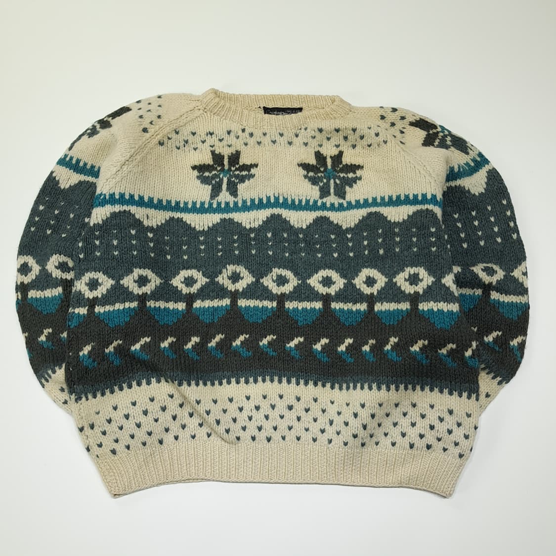 CL209 XL 인데지타 페루 핸드니트 울 노르딕 크림 니트 스웨터 상품이미지1