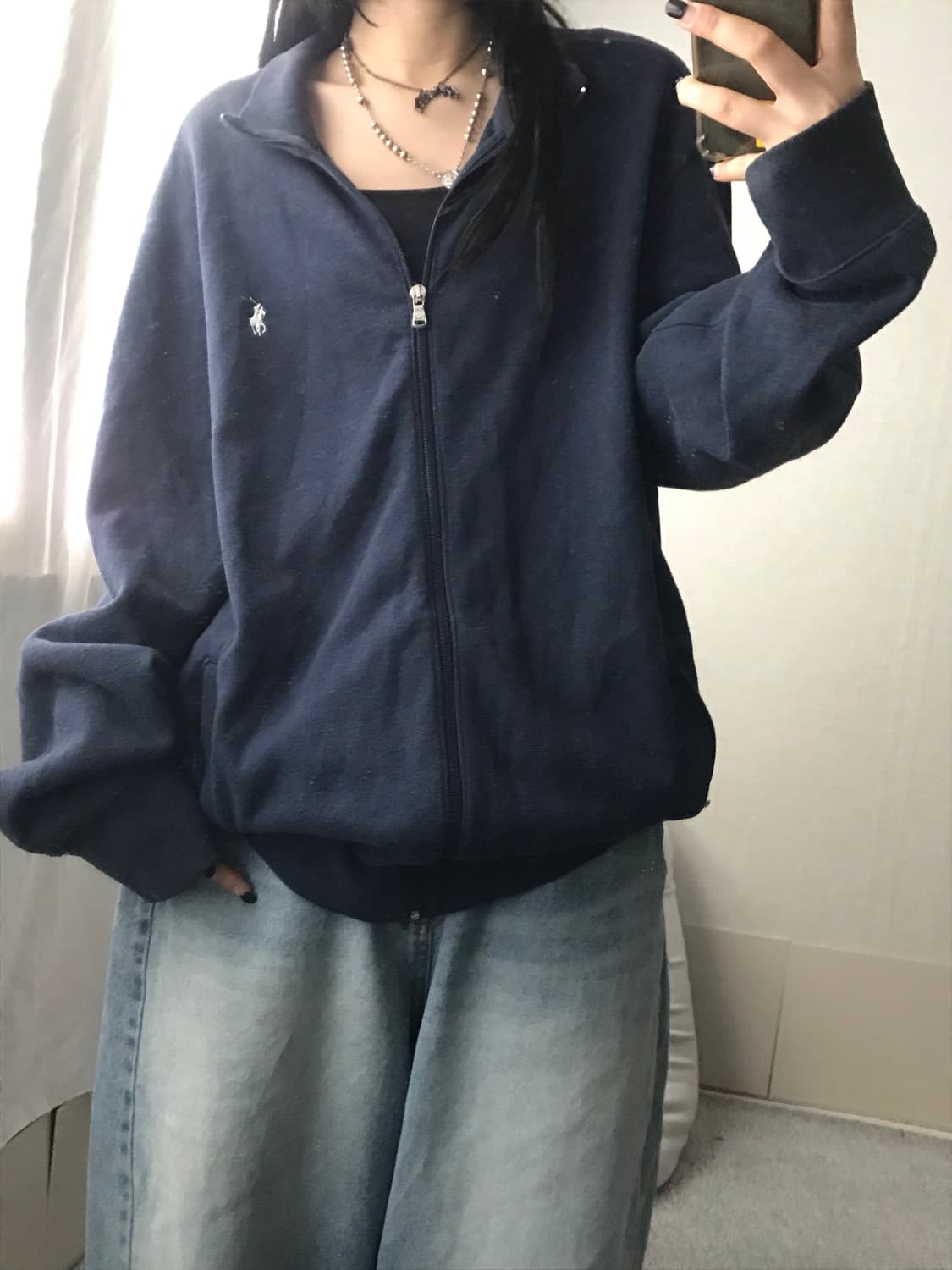 폴로 네이비 오버핏 면집업 상품이미지6