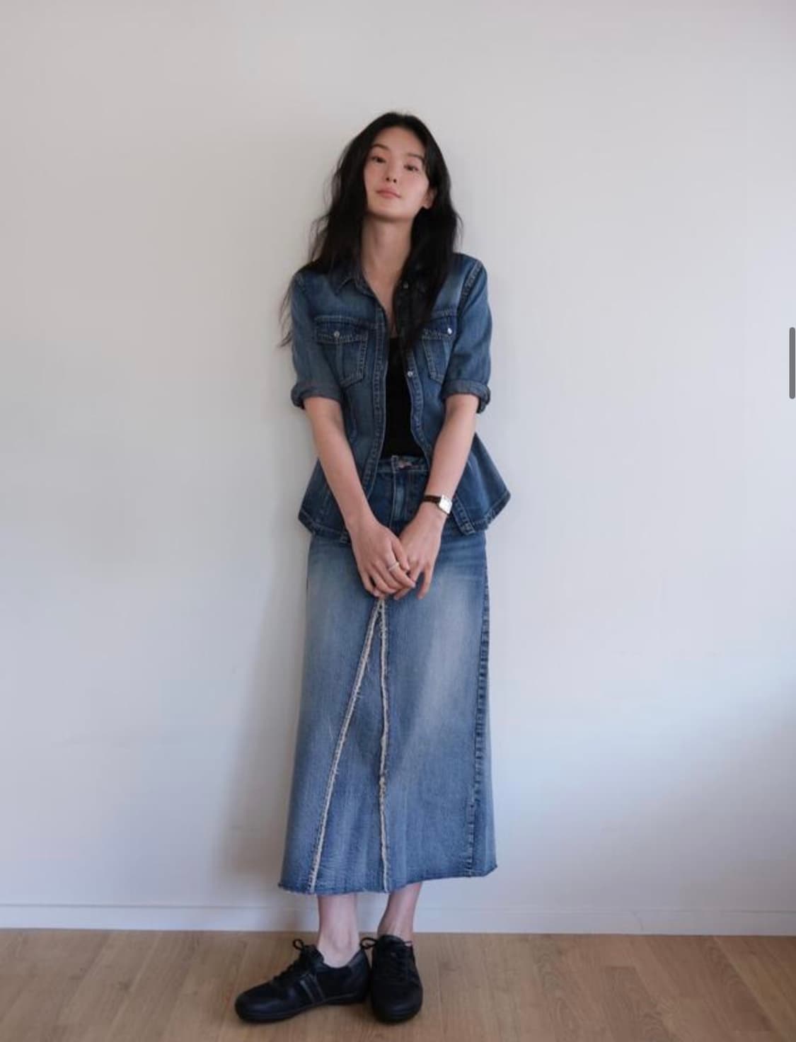 더버터크림 데님 셔츠 Vintage washed denim shirt 상품이미지2