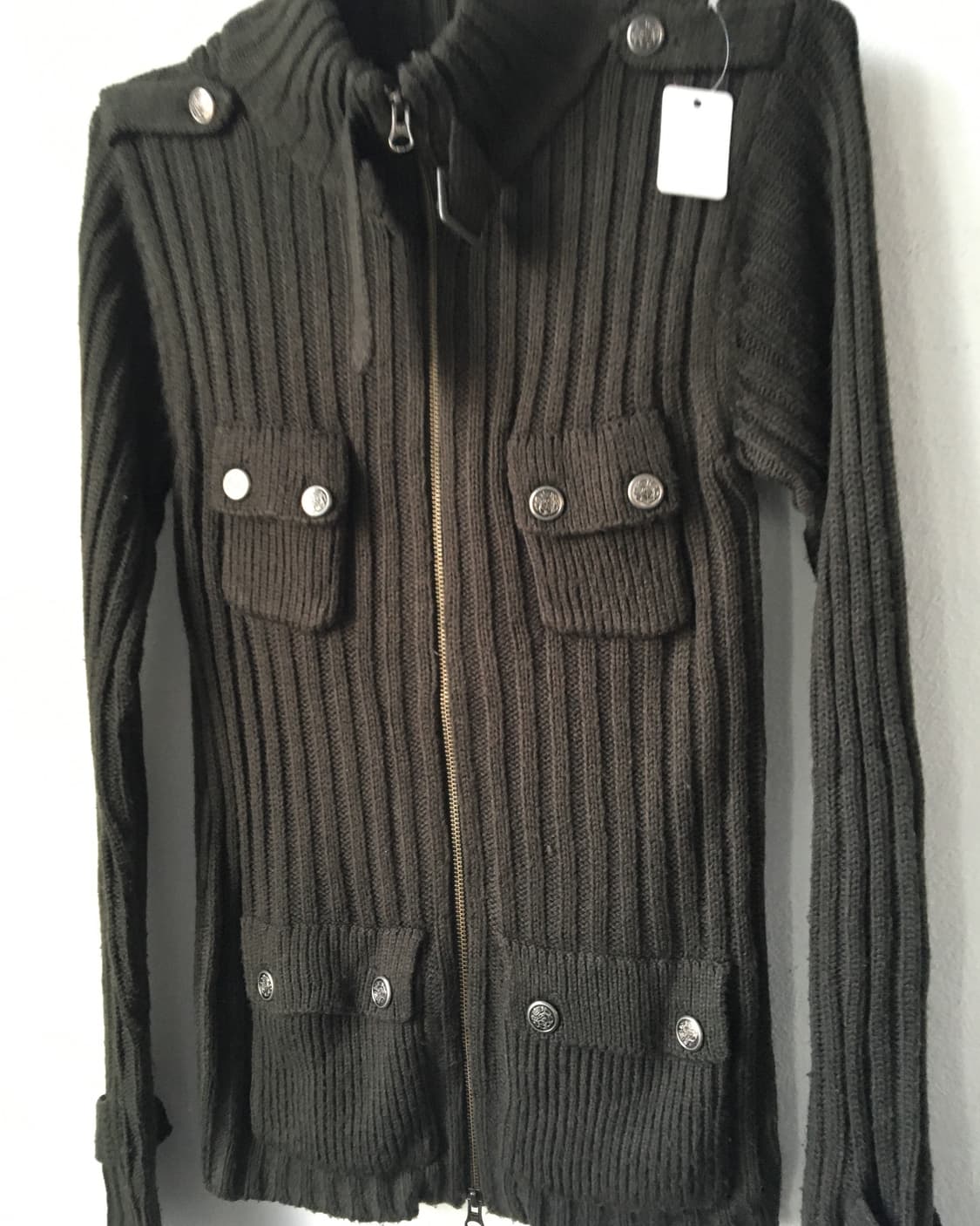 High neck ribbed knit zip up 상품이미지4