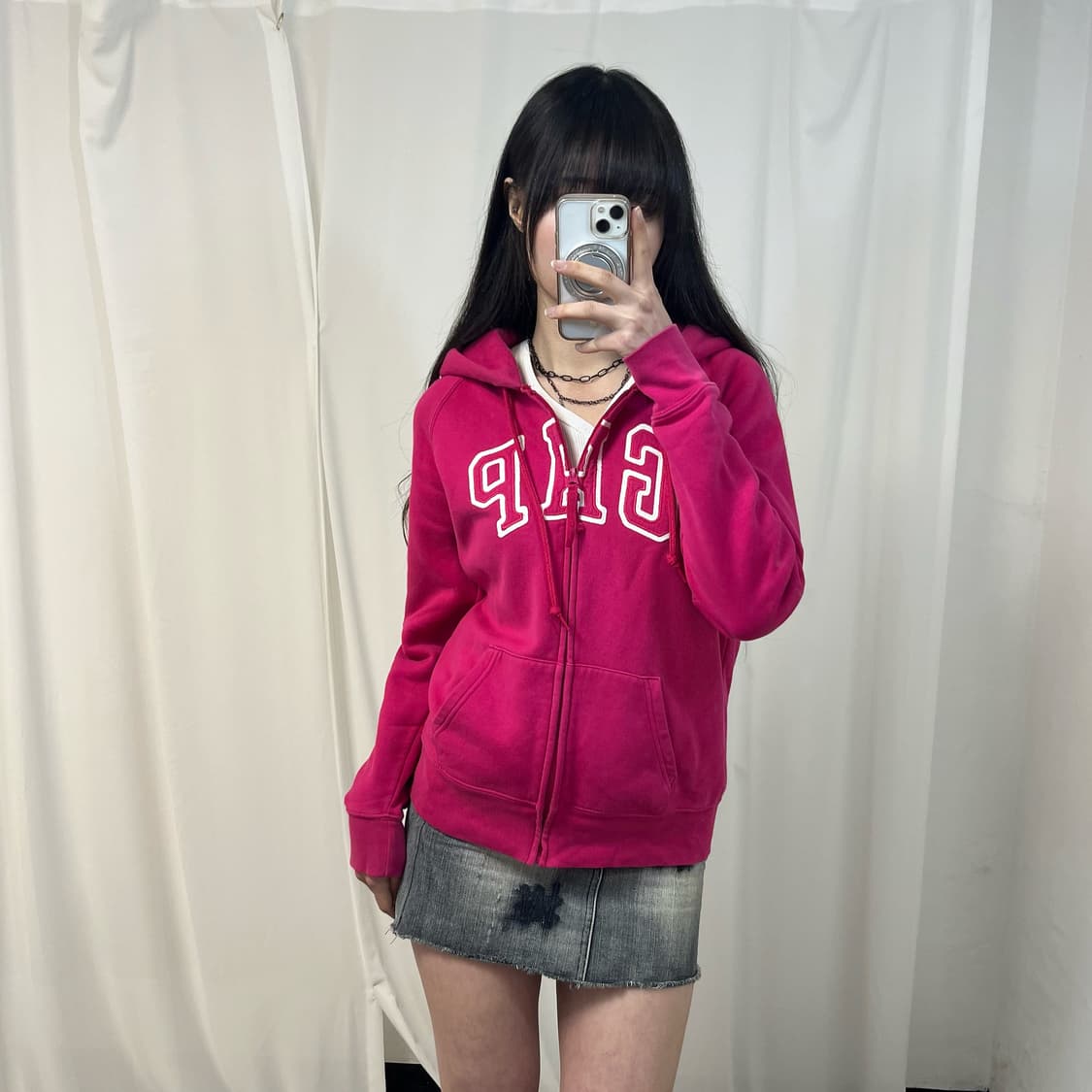 Gap hot pink zip-up hoodie 상품이미지1