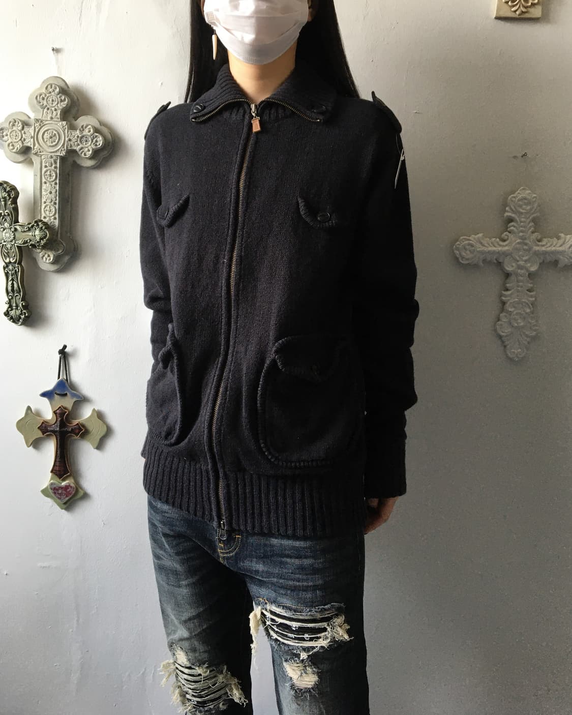 Multi pocket knit zip up 상품이미지7