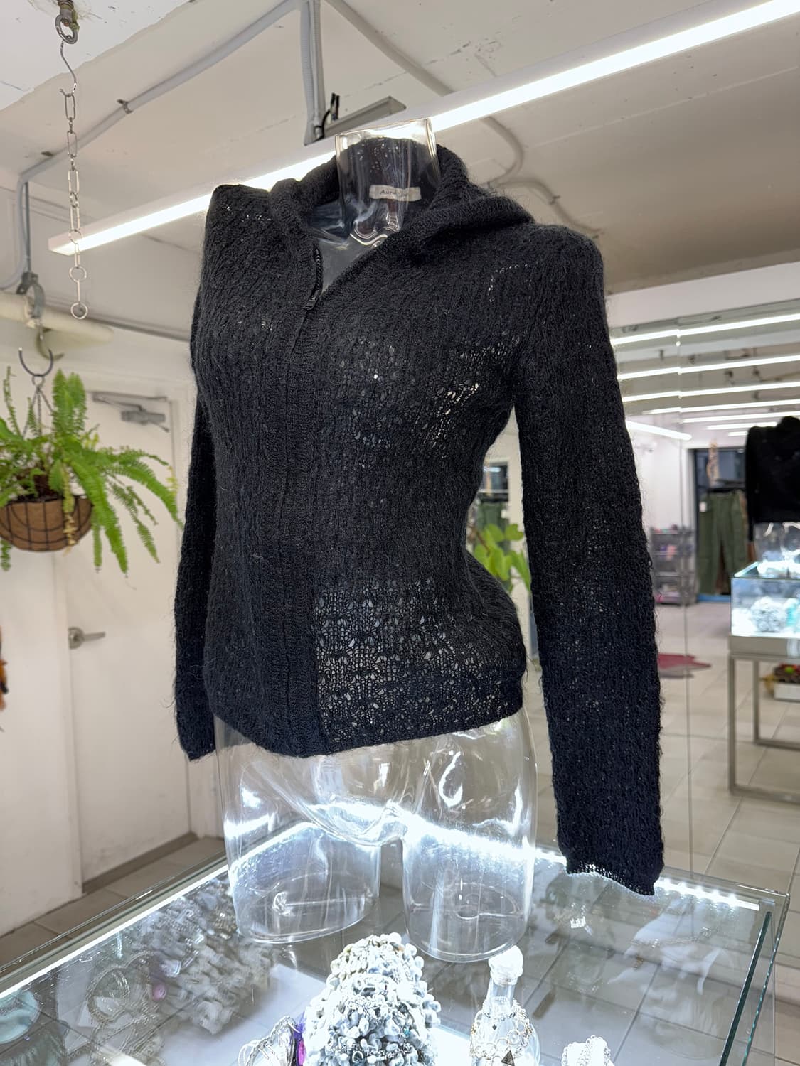 mohair knit zip up hoodie 상품이미지1