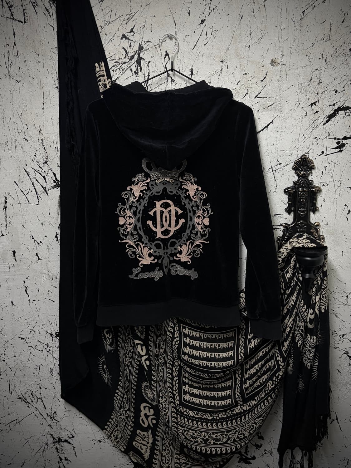 Cindy Pink Back Velvet Zip-Up Hoodie 상품이미지2