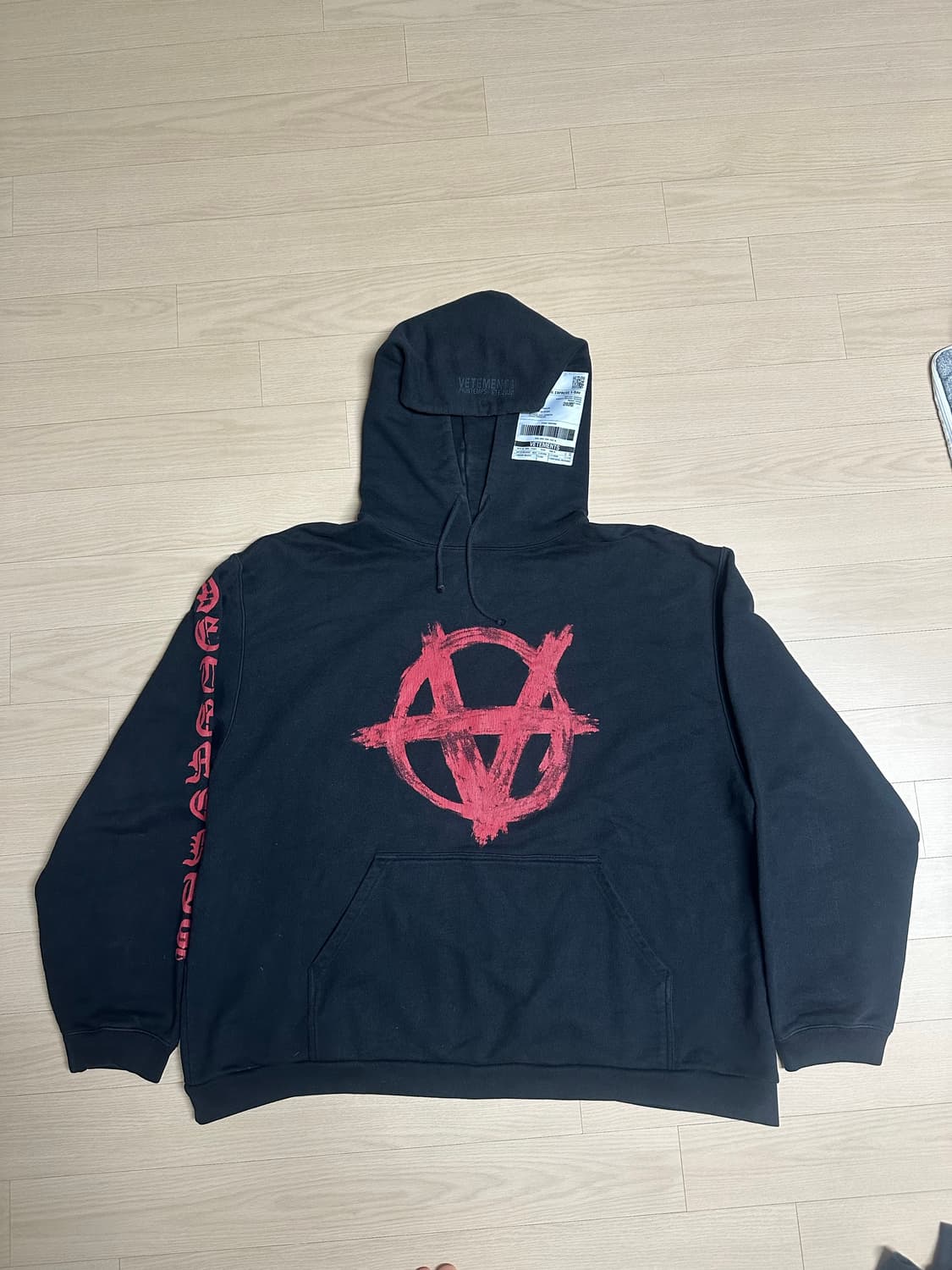 베트멍 아나키 후드 오버핏 M 레드 블랙 상품이미지1