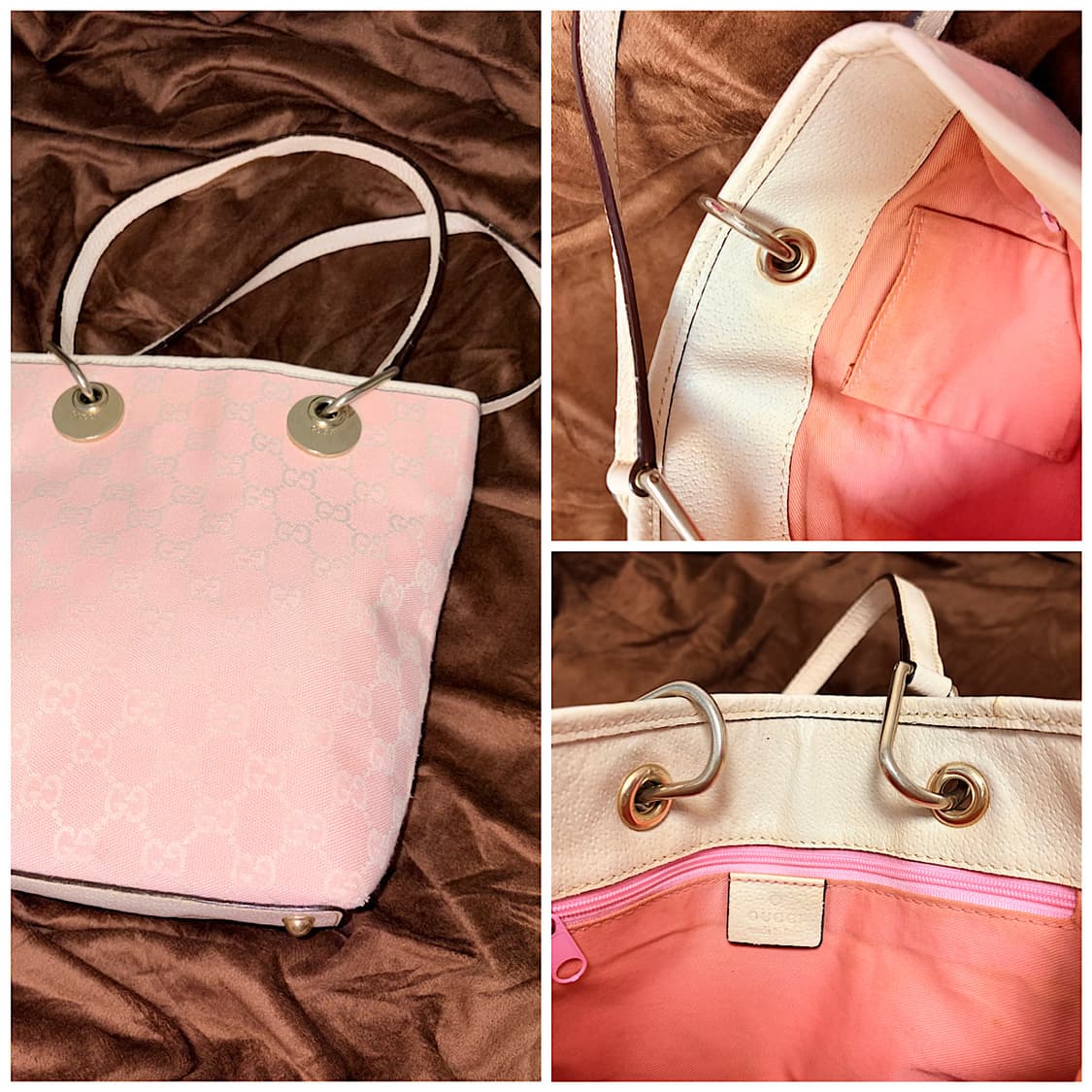🩰유니크) Gucci 구찌 GG 캔버스 토트백 베이비핑크 상품이미지4