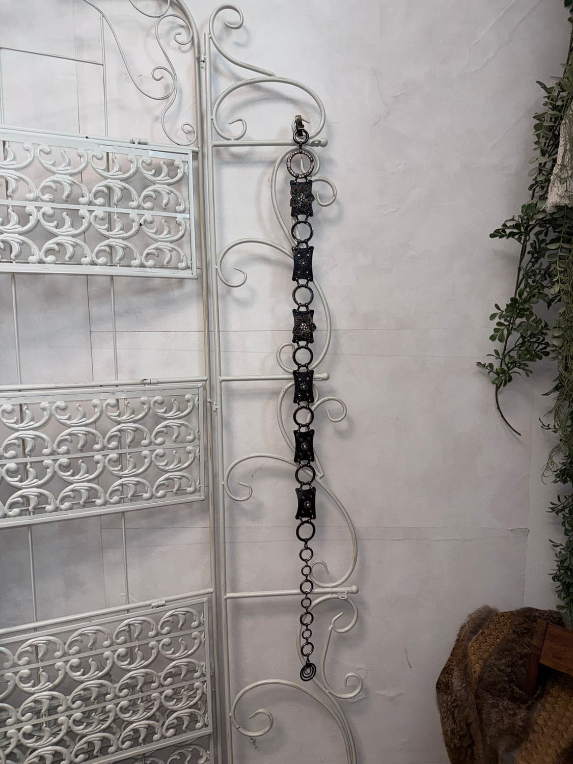 Black flower charm cubic chain belt 상품이미지3