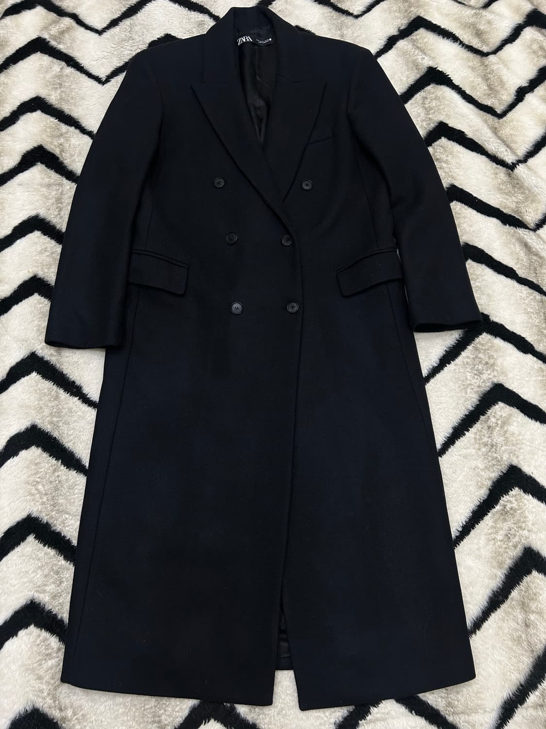 [한국M]ZARA 오버핏 울 더블 롱코트/블랙 상품이미지3