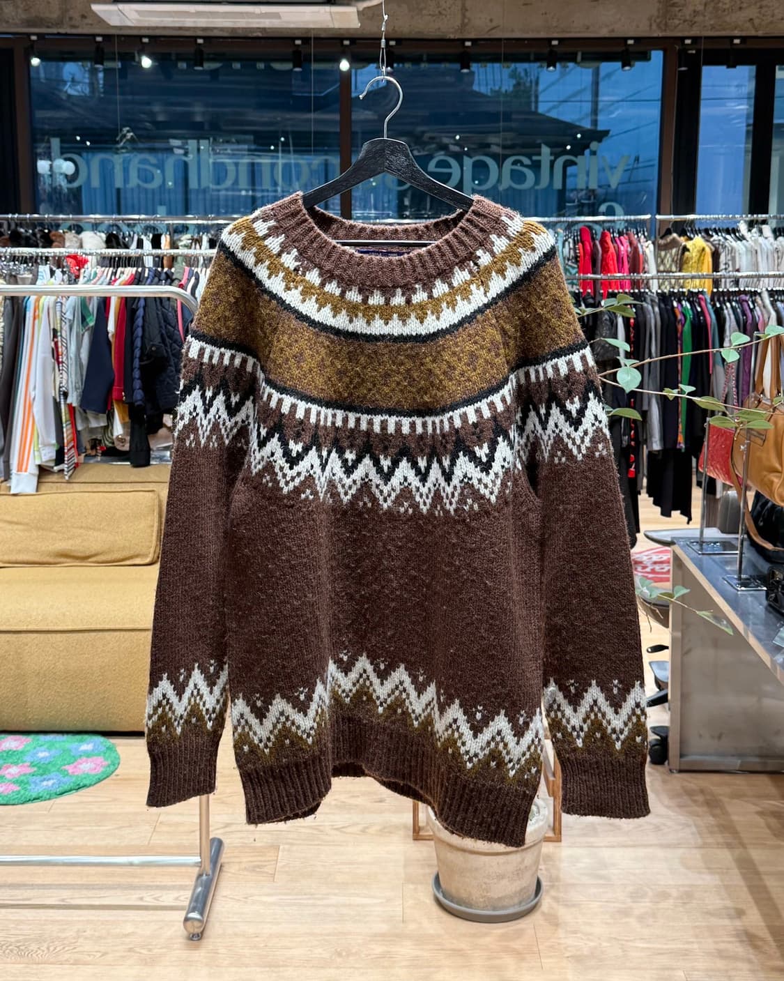 준야 와타나베 맨 브라운 노르딕 울 니트  상품이미지1