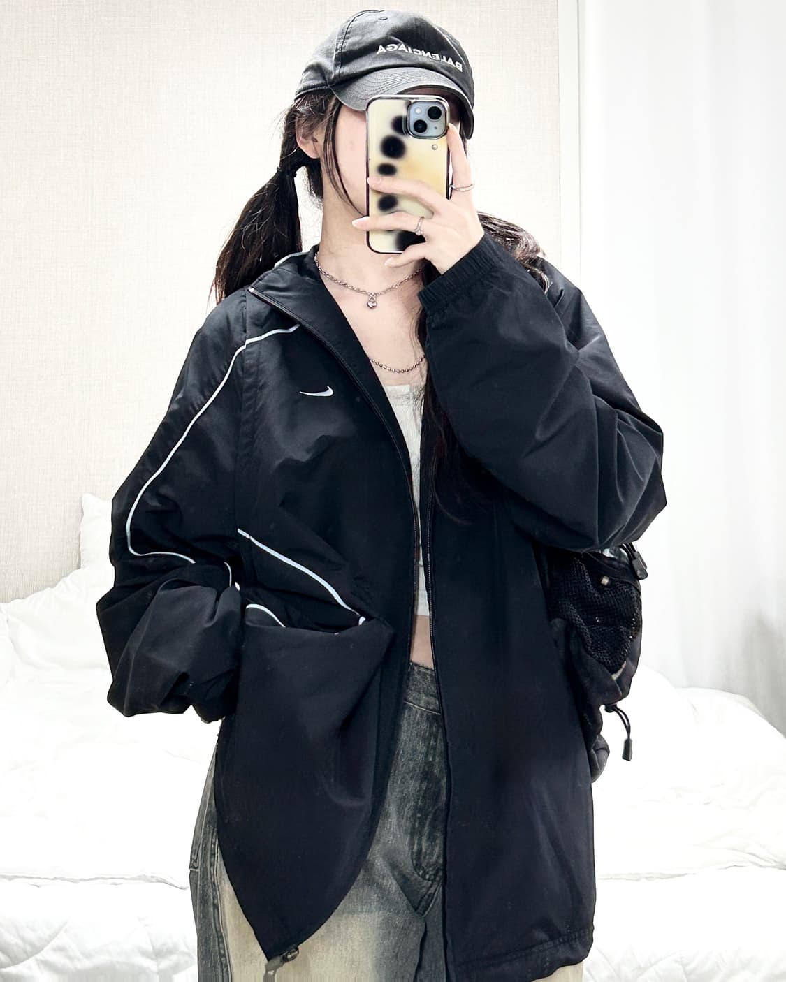 나이키 하늘 스우시 블랙 투웨이 바람막이 상품이미지2