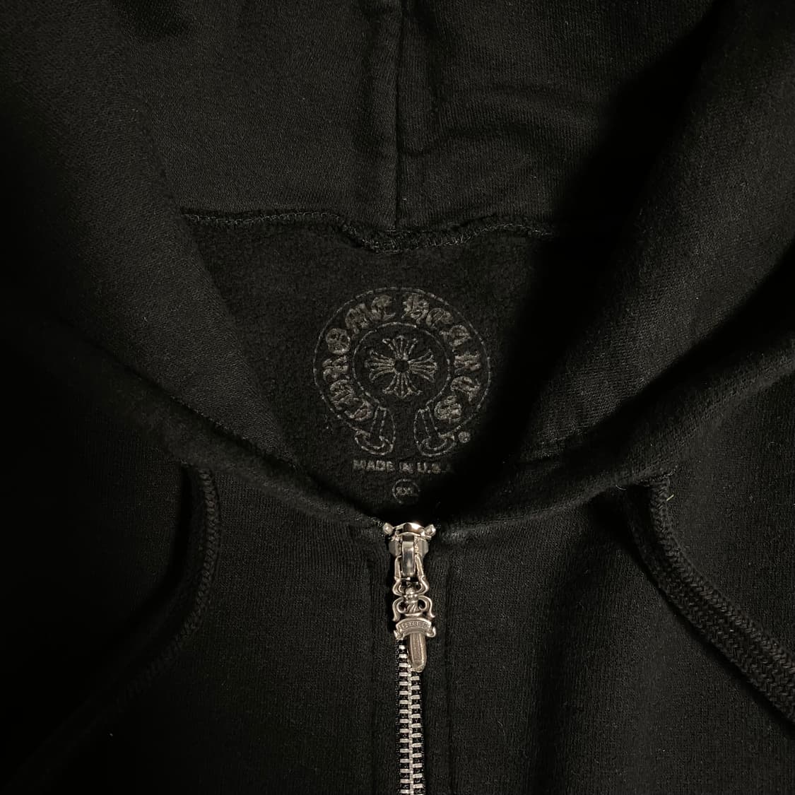 [XXL] 크롬하츠 홀스슈 플로랄 퍽 유 로고 플리스 집업 후드 블랙 상품이미지3