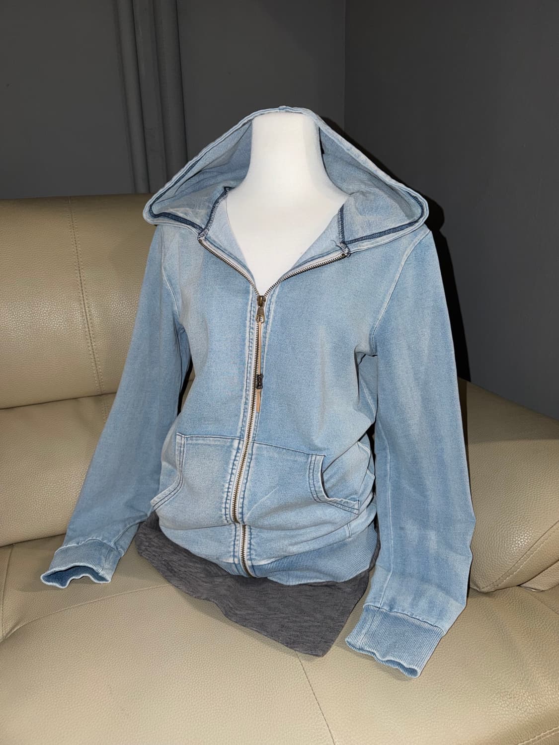 Cook jeans denim washing hood zip-up 상품이미지1